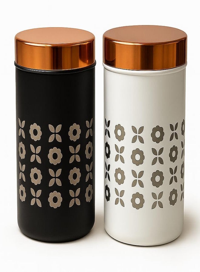 STEEPLE Stainless Steel Storage Containers Set of 2 | 750 ml Steel Jars with Lid | Airtight Kitchen Canisters | Tea Coffee Sugar Container | Dry Fruit Box for Kitchen Storage - Image 1